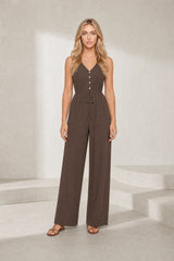 Combinaison fluide col V jambes larges