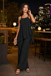 Combinaison noire bretelles tressées | Deuxième photo lifestyle | Lounelle Paris