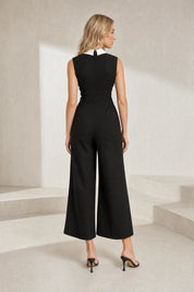 Combinaison noire sans manches col revers | Lounelle Paris