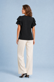 Blouse col V manches volantées | Vue de dos | Lounelle Paris
