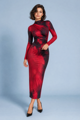 Vestido longo vermelho justo