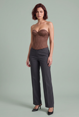 Bustier corset decote coração laçado costas