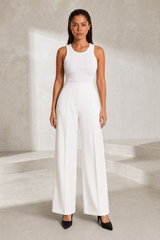 Pantalon large taille haute fluide