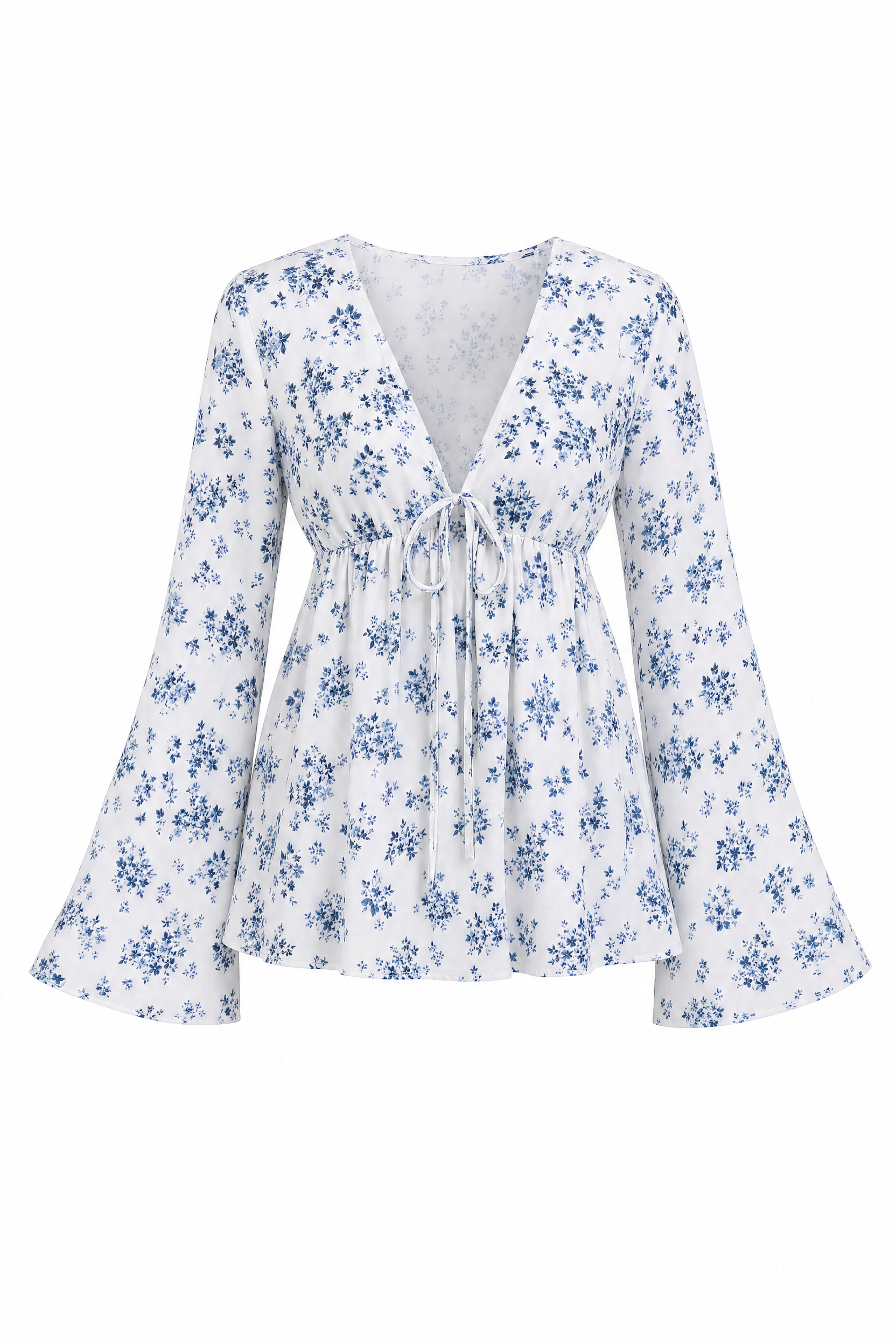 Blouse fleurie col V manches évasées | Lounelle Paris
