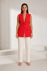 Gilet long style tailleur col en V