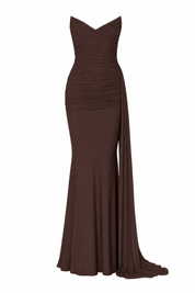 Robe marron bustier en cœur aperçu produit