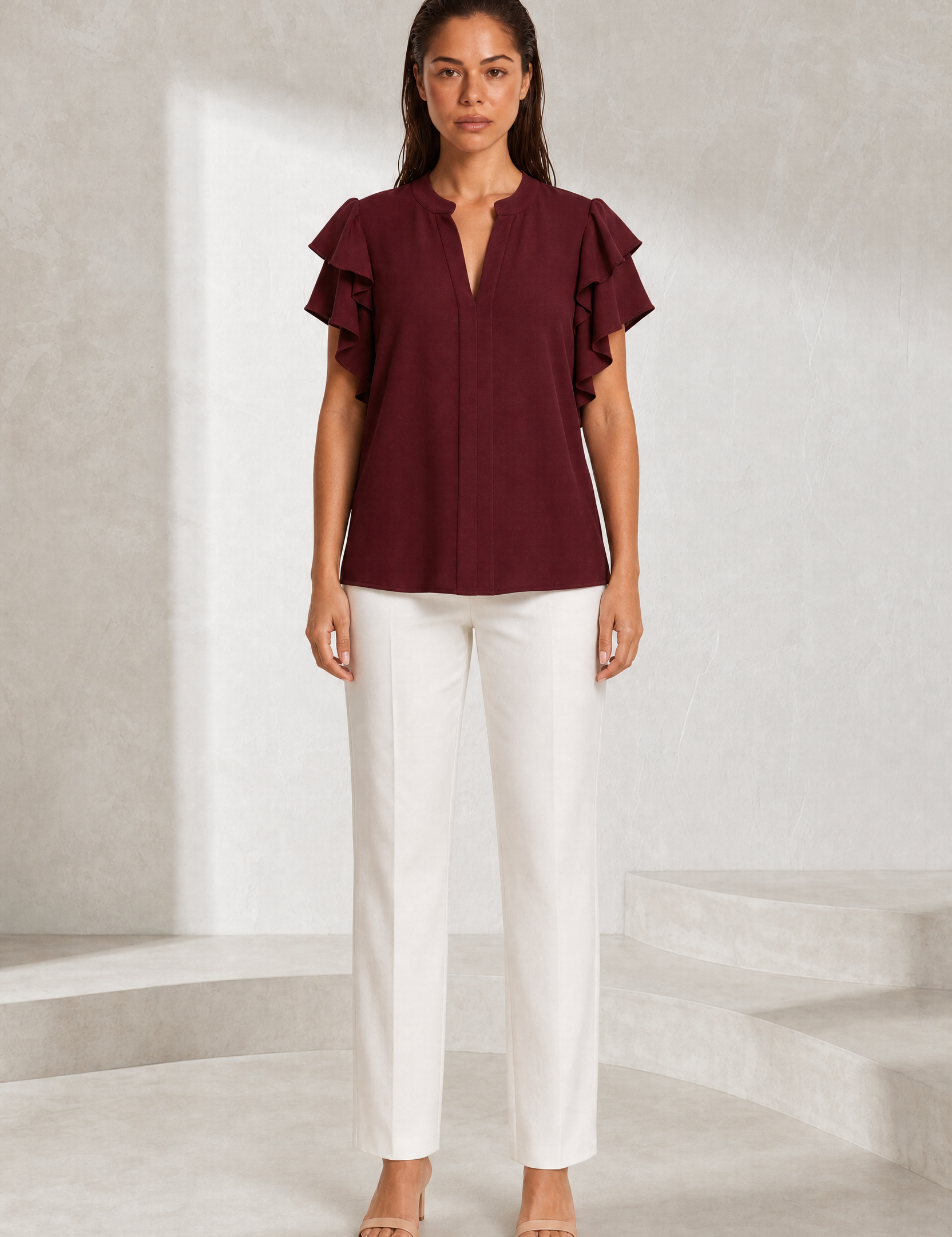 Blouse col V manches volantées | Lounelle Paris