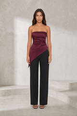Top bustier froncé asymétrique