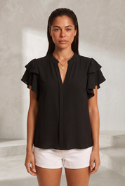 Blouse col V manches volantées | Lounelle Paris