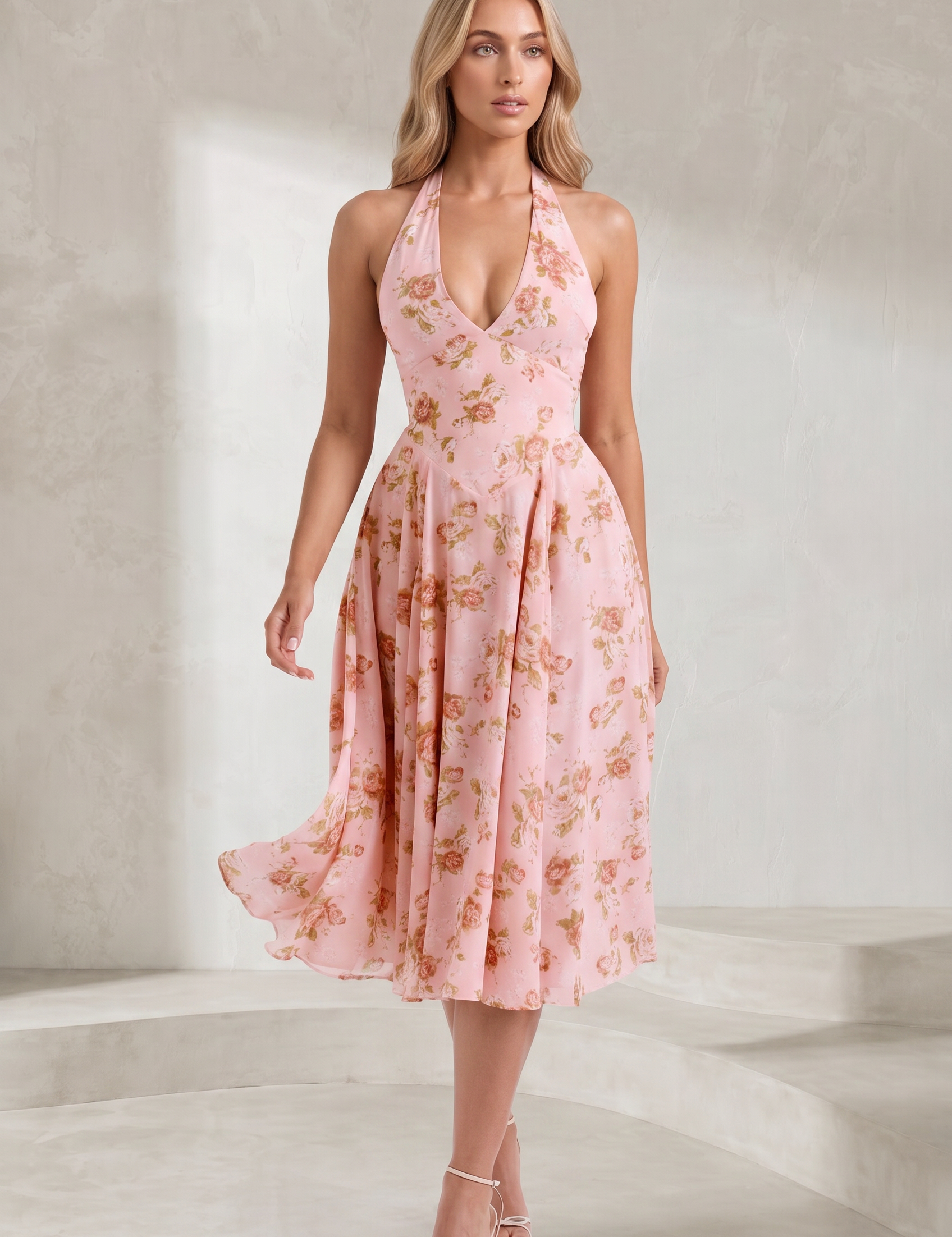 Robe rose fleurie dos nu | Lounelle Paris