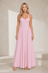 Robe longue blanche licou dos nu