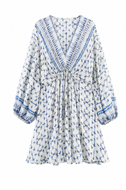 Robe imprimée col V manches bouffantes | Lounelle Paris