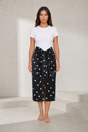 Jupe noire à pois fendue | Lounelle Paris