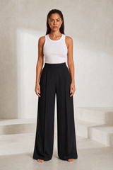 Pantalon large taille haute fluide