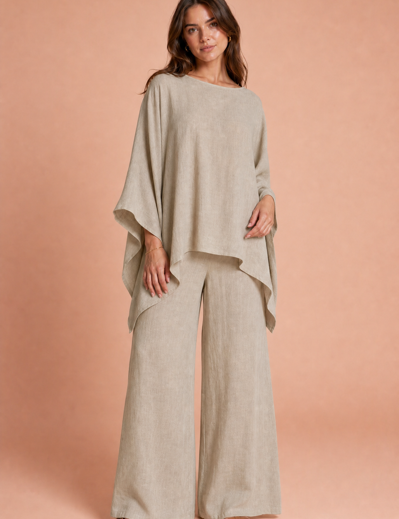 Ensemble ample encolure bateau | Variante Beige | Lounelle Paris