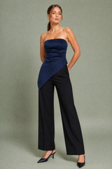 Top bustier assimétrico franzido