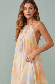 Robe écru col licou dos nu | Vue rapprochée | Lounelle Paris