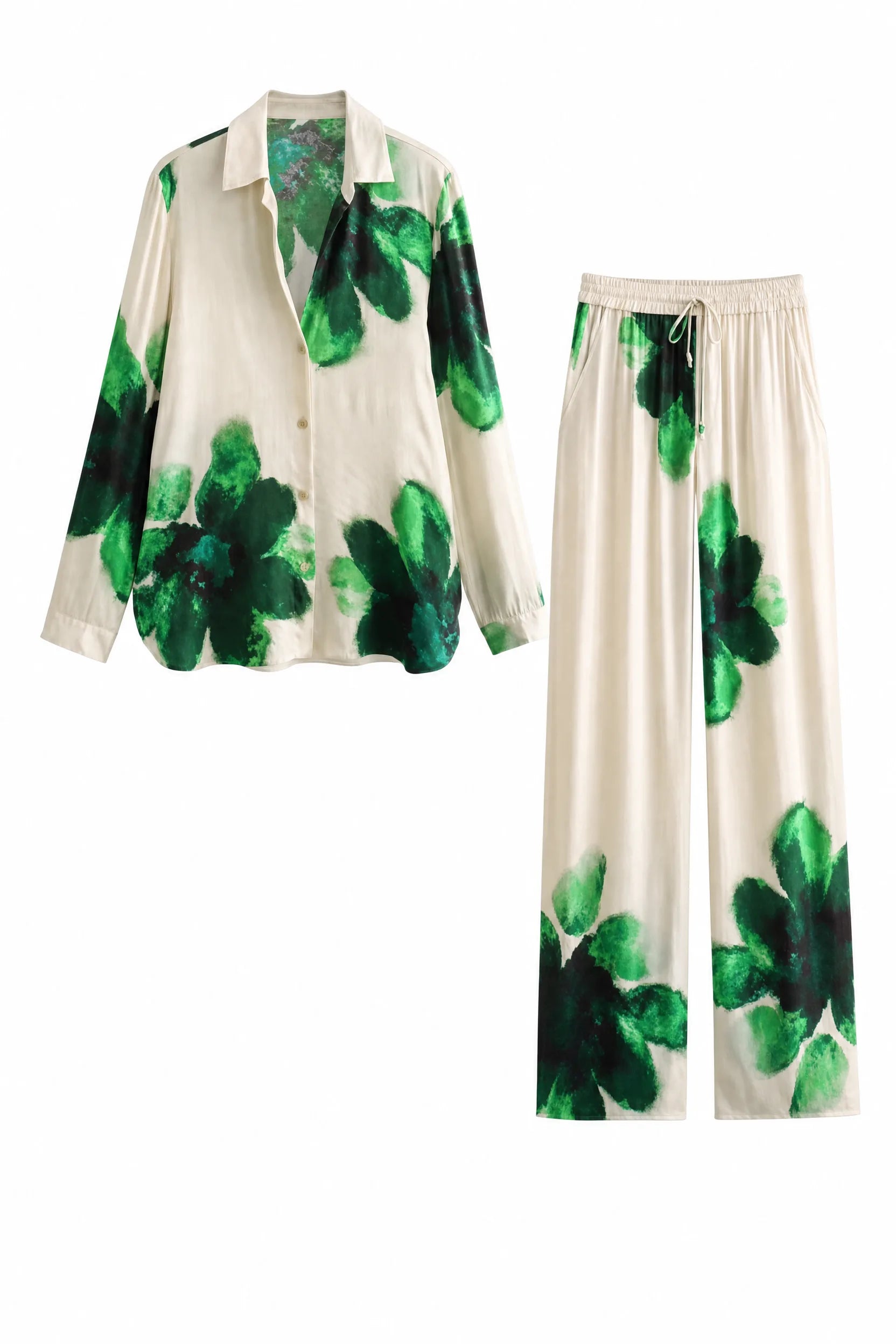 Ensemble écru fluide imprimé floral | Lounelle Paris