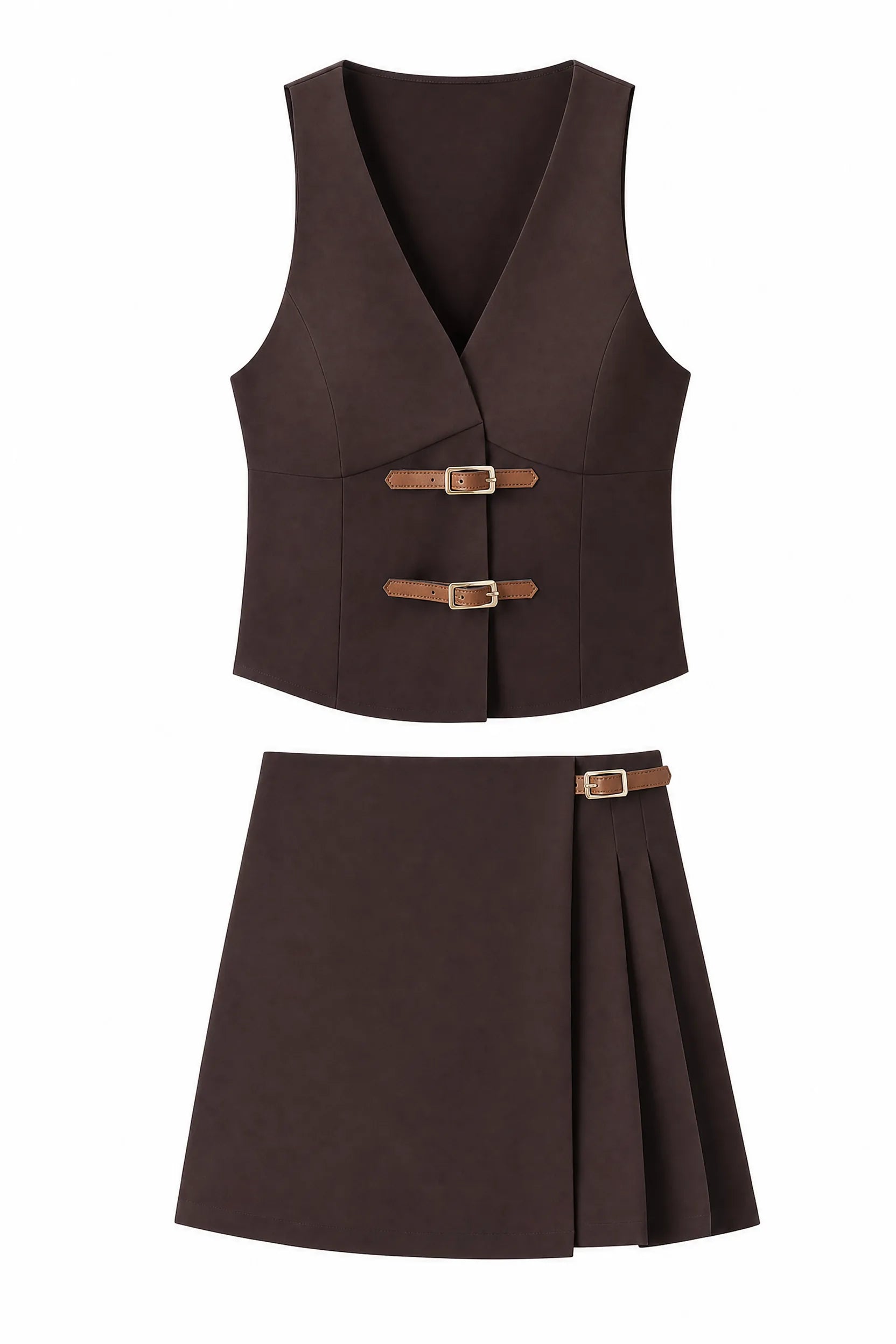 Ensemble marron col V portefeuille | Lounelle Paris