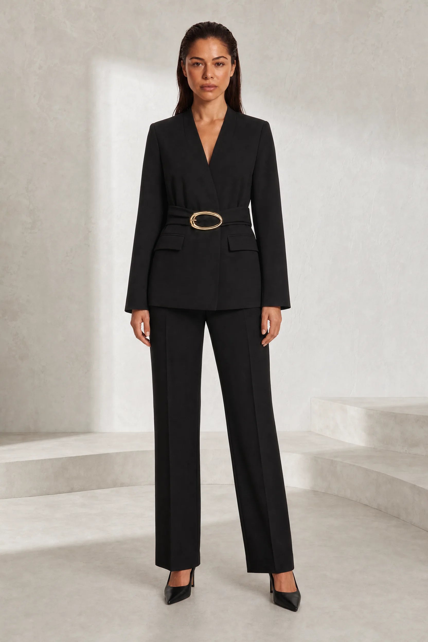 Ensemble noir ceinturé taille haute | Lounelle Paris