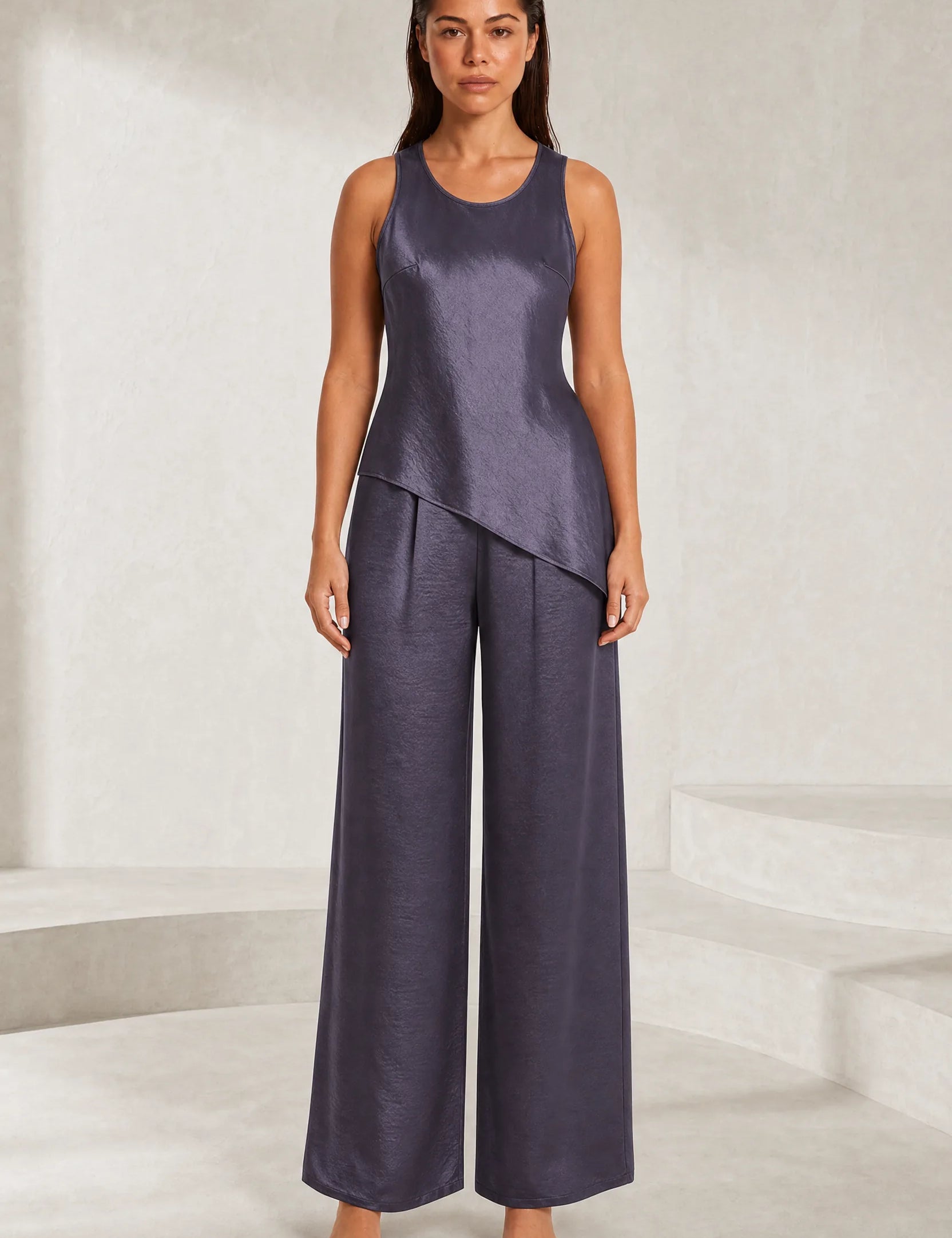 Ensemble pantalon asymétrique sans manches | Lounelle Paris
