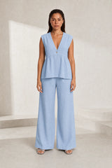 Ensemble pantalon jaune col V