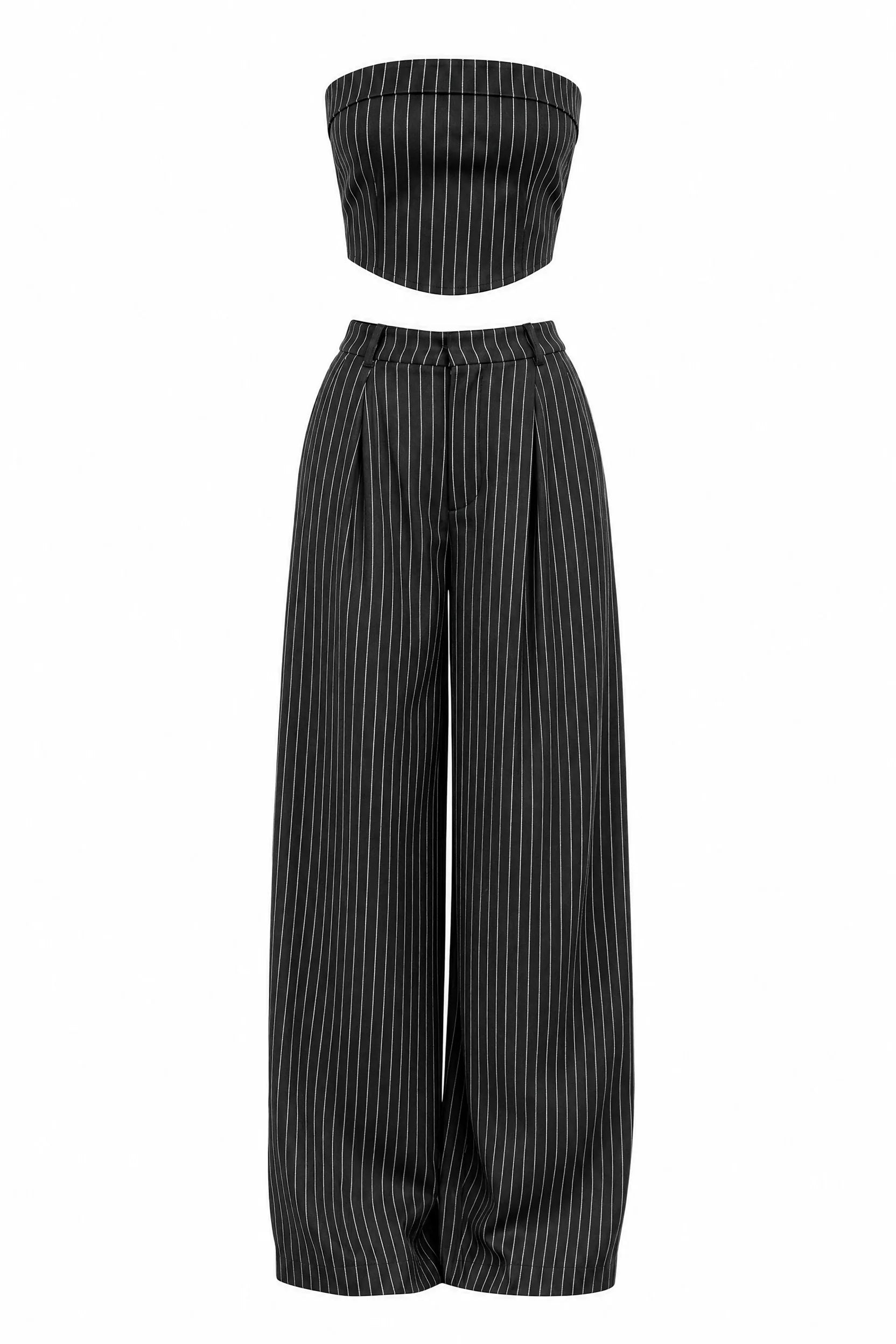 Ensemble rayé bandeau et pantalon large | Lounelle Paris