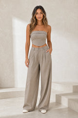 Ensemble rayé bandeau et pantalon large