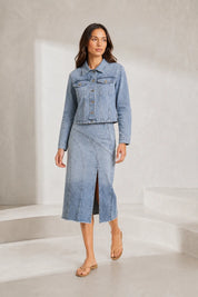 Ensemble veste jean et jupe midi | Lounelle Paris