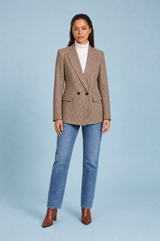 Blazer ajustado com padrão pied-de-poule