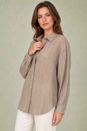 Chemise ample à lignes scintillantes | Vue rapprochée | Lounelle Paris