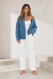 Gilet bleu zippé col montant | Lounelle Paris