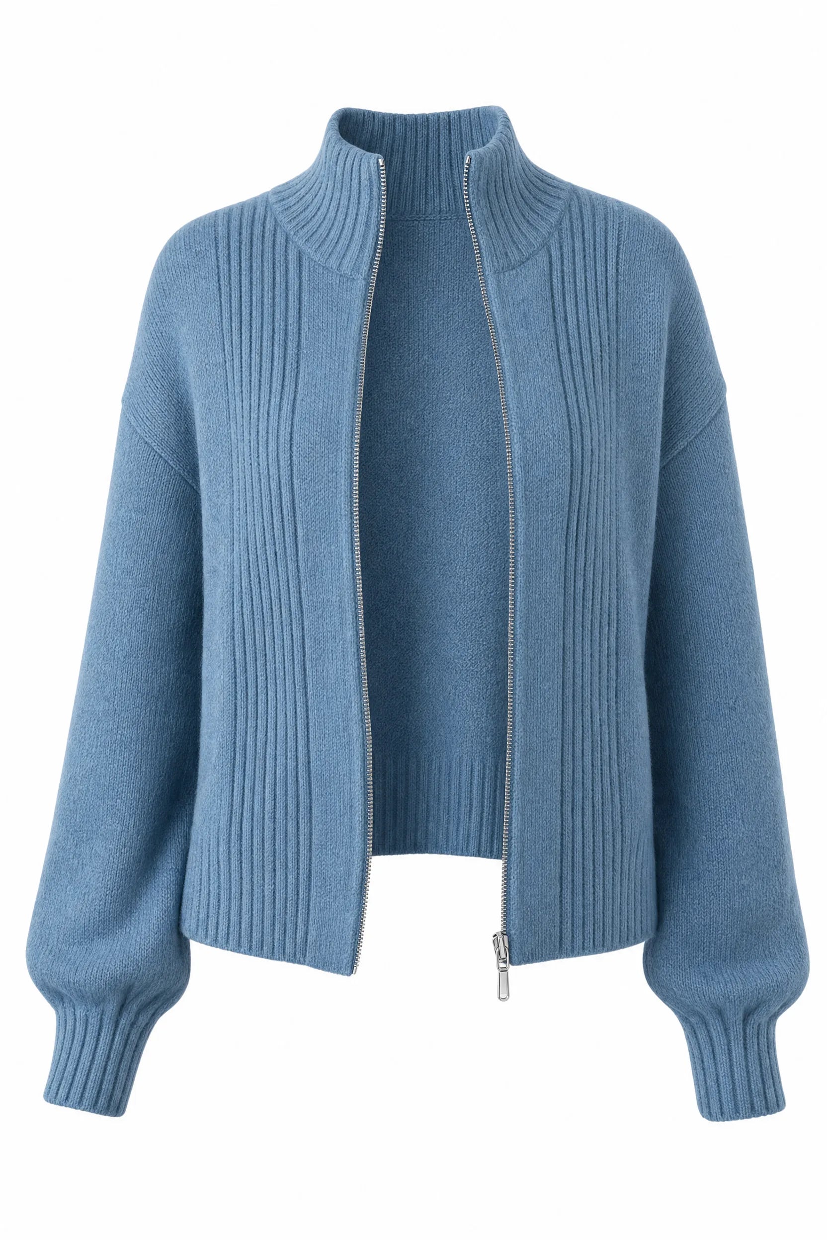 Gilet bleu zippé col montant | Lounelle Paris