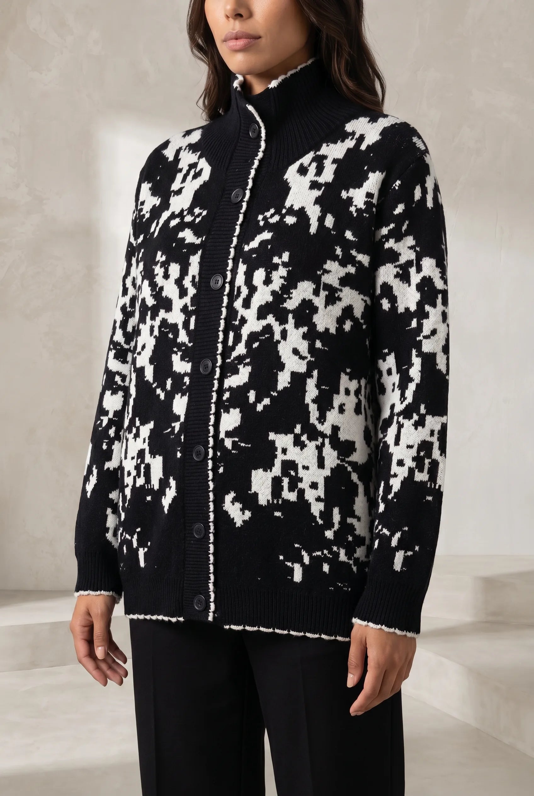 Gilet jacquard col montant | Lounelle Paris