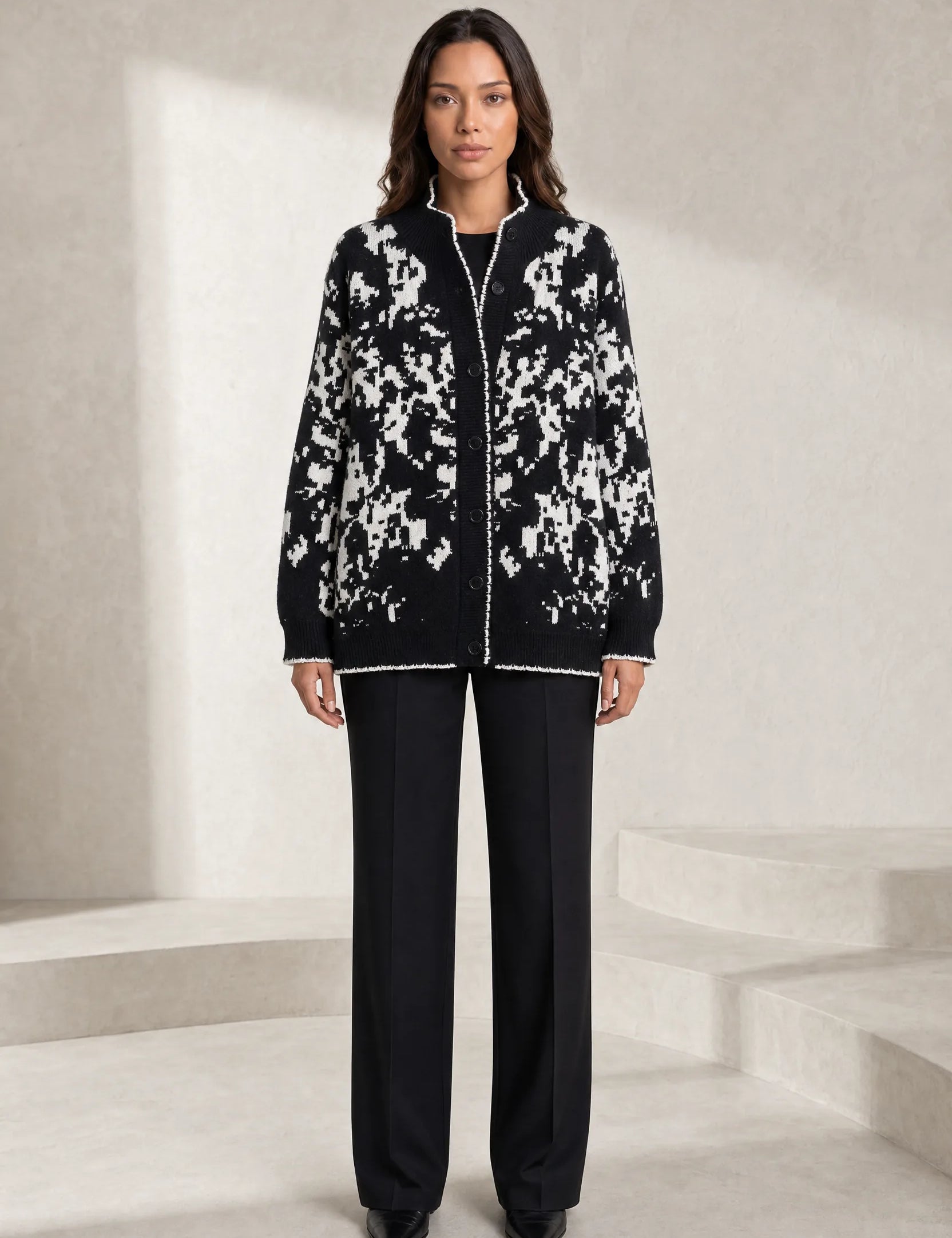 Gilet jacquard col montant | Lounelle Paris
