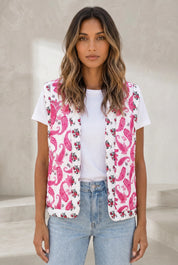 Gilet matelassé imprimé col V | Lounelle Paris