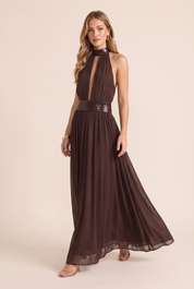 Robe longue col licou dos nu | Vue en mouvement | Lounelle Paris