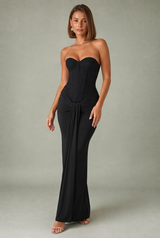 Vestido comprido cai-cai drapeado