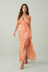 Vestido longo com alças cruzadas
