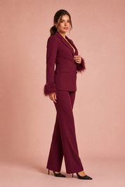 Ensemble tailleur manches plume | Vue de profil | Lounelle Paris