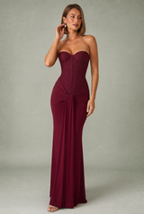 Vestido comprido cai-cai drapeado