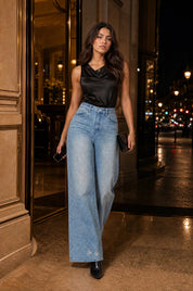 Jean bleu délavé coupe ample | Deuxième photo lifestyle | Lounelle Paris
