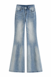 Jean bleu délavé coupe évasée | Lounelle Paris