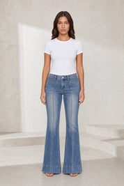 Jean bleu évasé taille mi-haute | Lounelle Paris