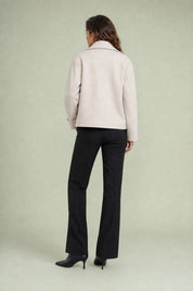 Manteau court écru double boutonnage | Vue de dos | Lounelle Paris