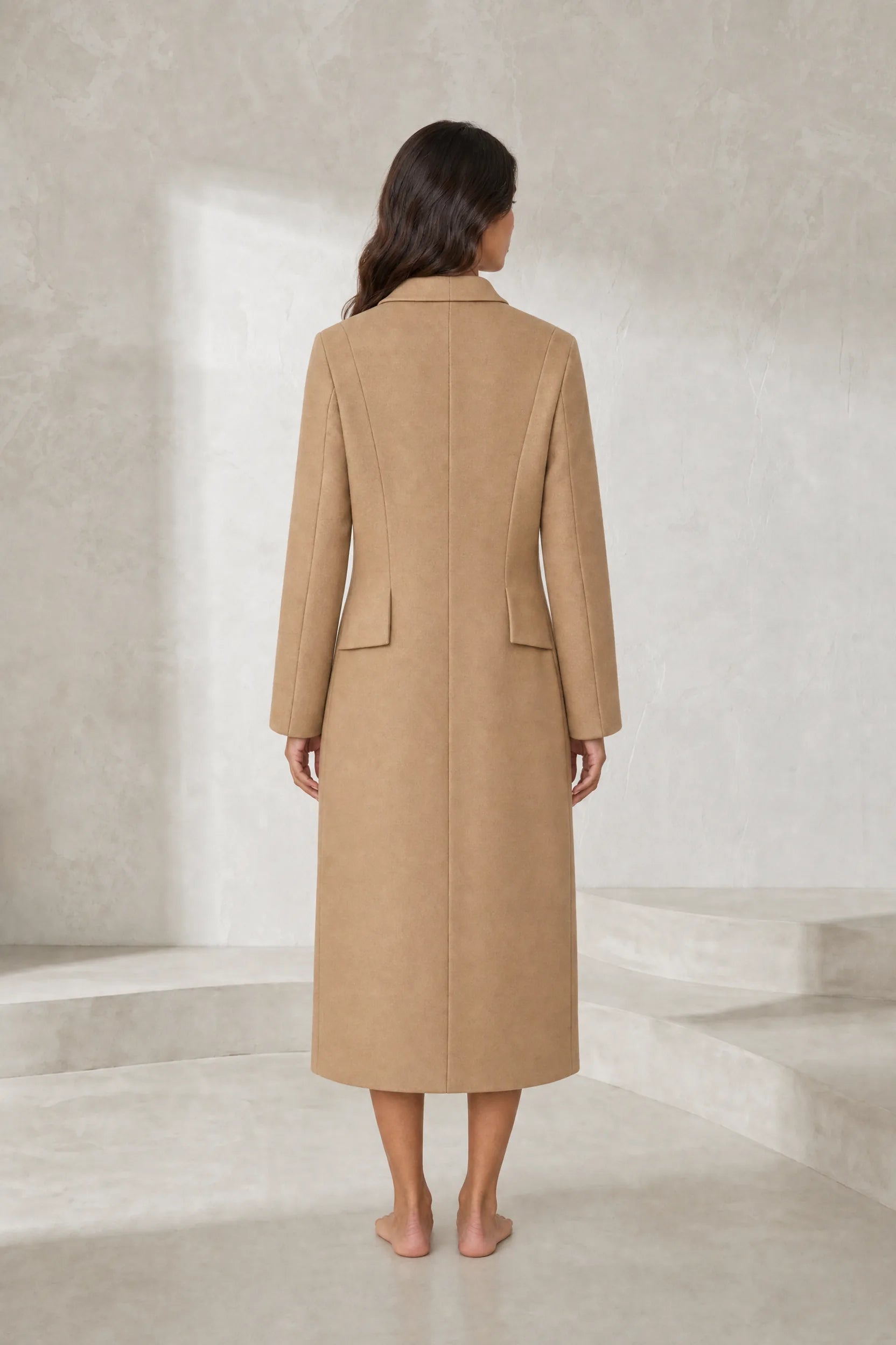 Manteau long cintré à col tailleur | Lounelle Paris