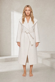 Manteau long col châle ceinturé | Lounelle Paris