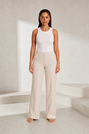 Pantalon abricot plissé taille mi-haute | Lounelle Paris