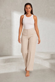 Pantalon abricot plissé taille mi-haute | Lounelle Paris
