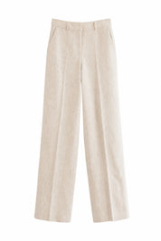 Pantalon beige coupe droite plissé | Lounelle Paris